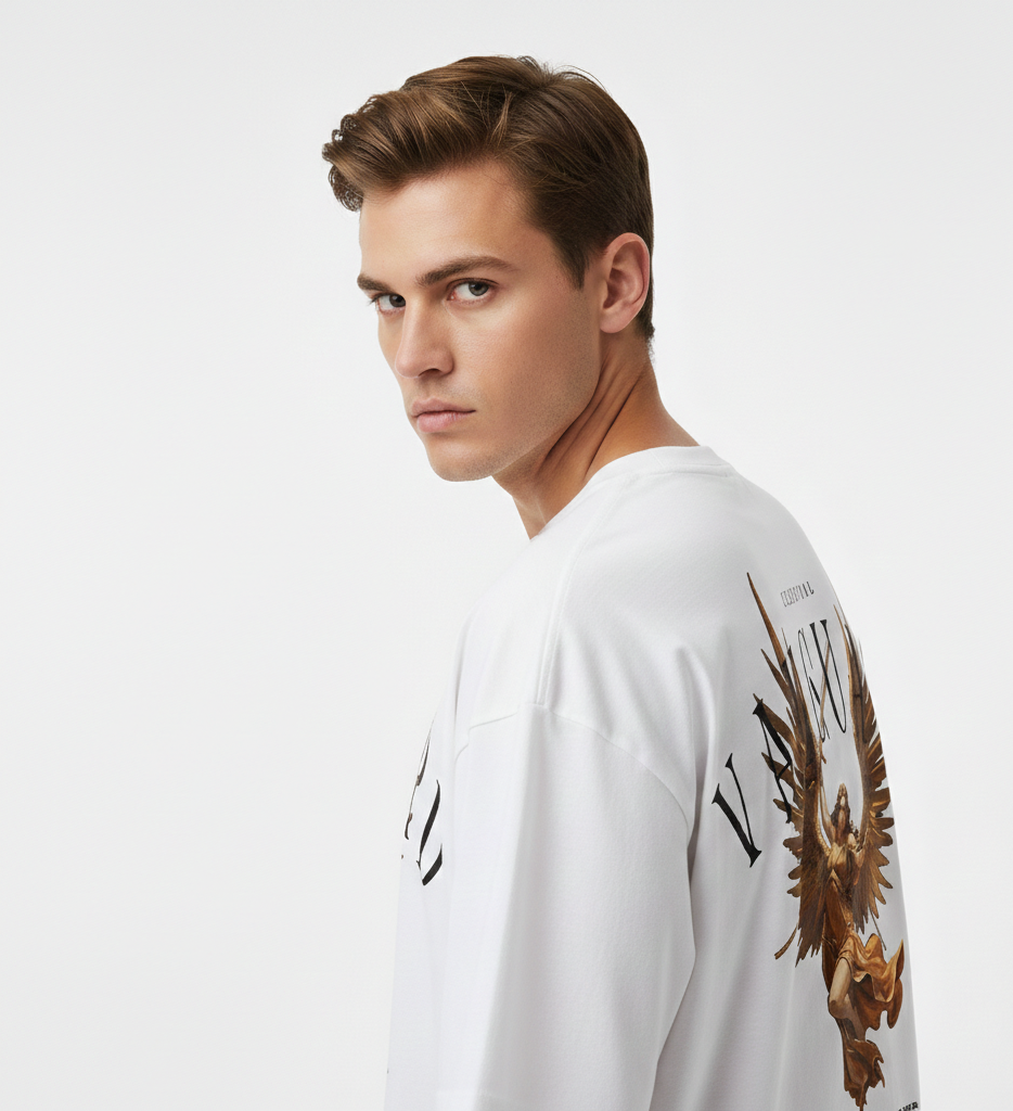 THE WHITES Celestial Vanguard Oversized T-Shirt for Men – 240 GSM Premium Cotton