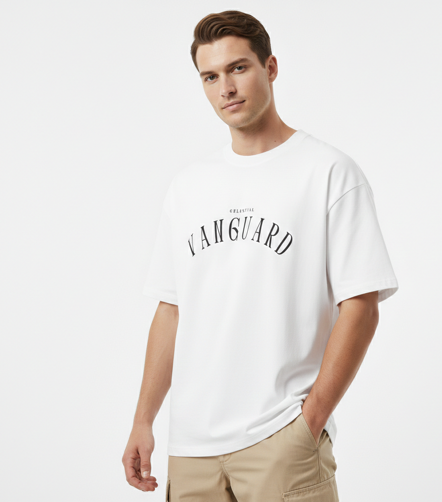 THE WHITES Celestial Vanguard Oversized T-Shirt for Men – 240 GSM Premium Cotton